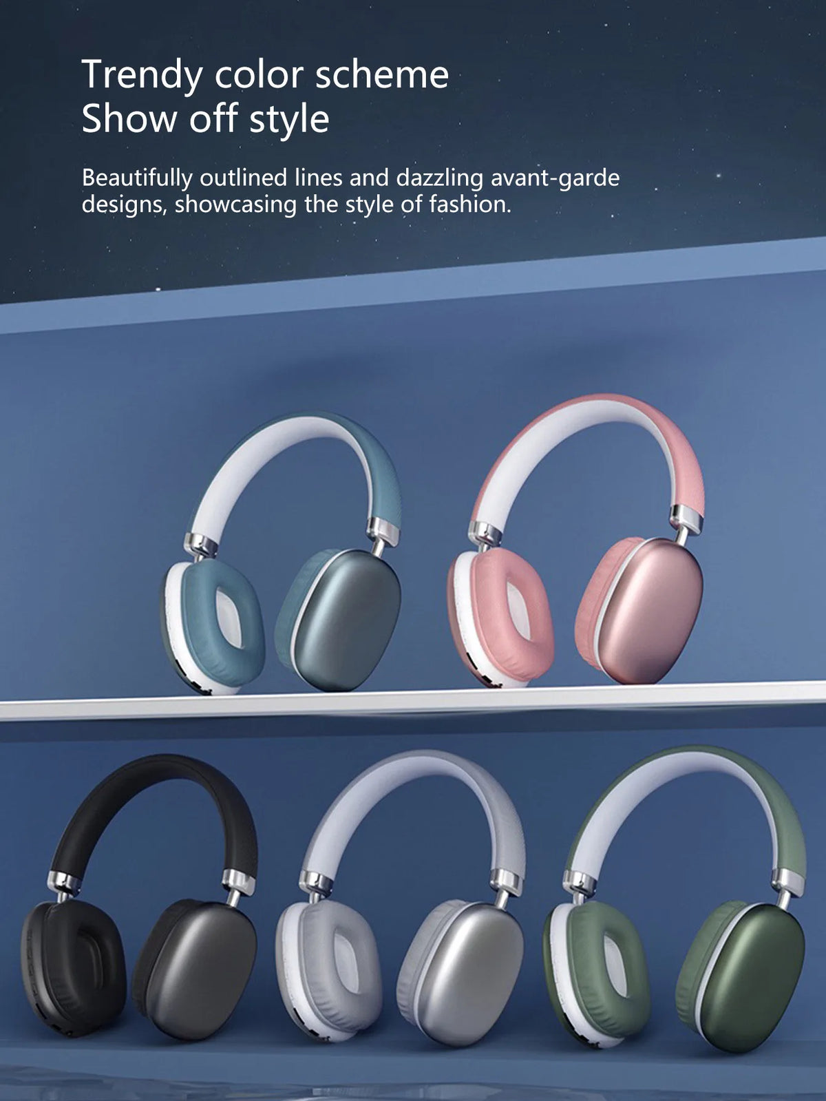 Wireless Over-Ear Headphones,5.3 Chip,Hi-Fi 360° Surround Sound,Dual Device Connection,Long Battery,Stylish Wireless Headset