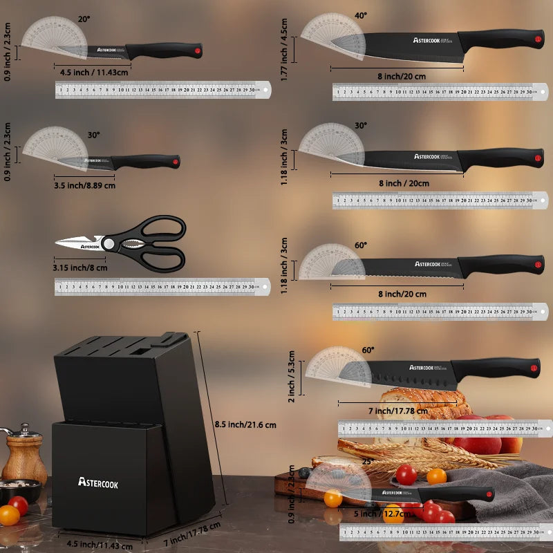German Steel Kitchen Knife Block
