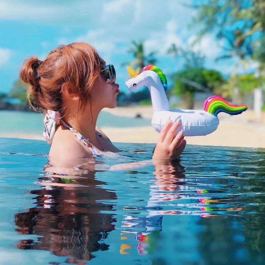 Unicorn Inflatable Ice Bar Single Hole Drink Holder Floating Cooler Tray of PVC Summer Pool Beach Party Beverage Float Supplies