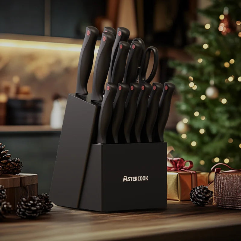 German Steel Kitchen Knife Block
