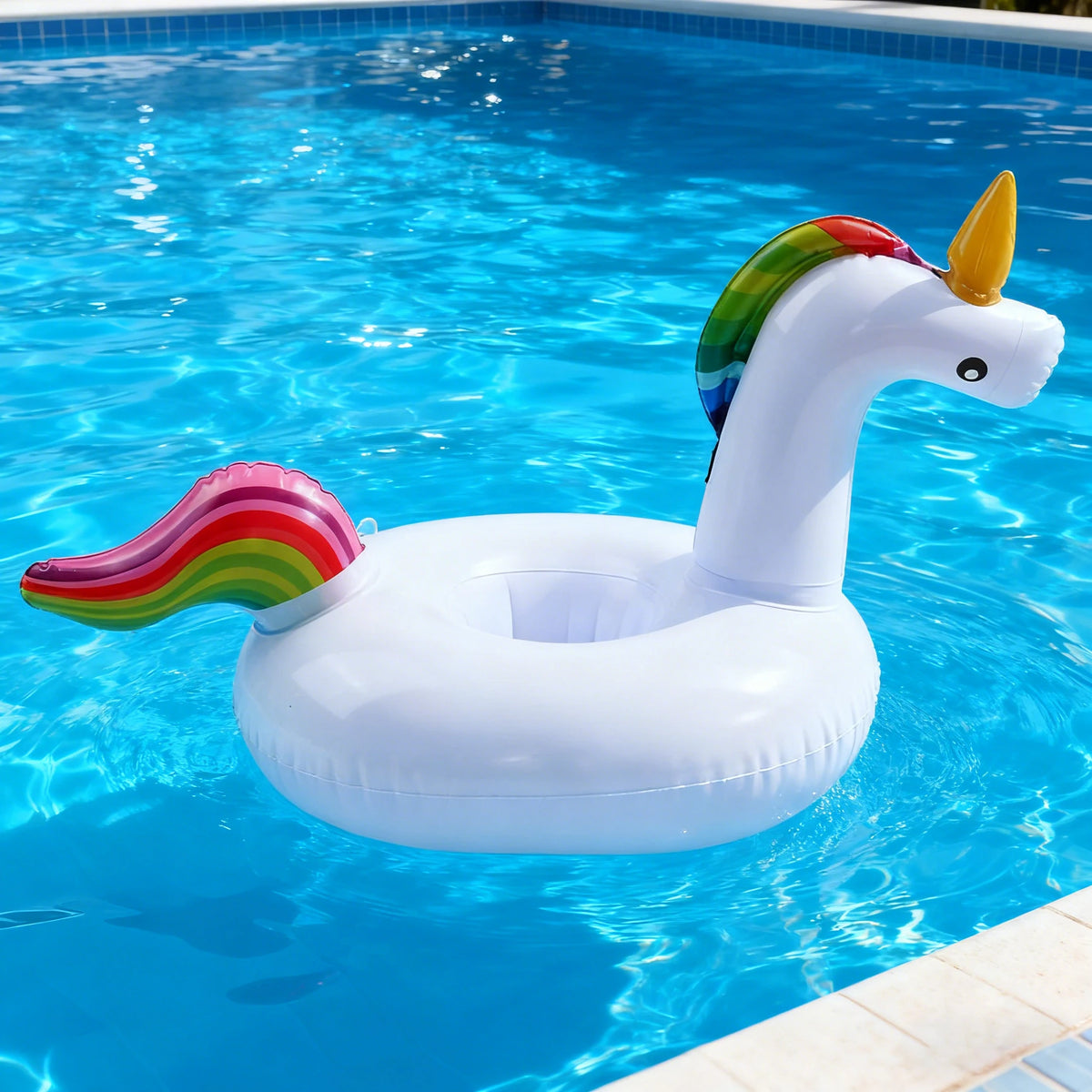 Unicorn Inflatable Ice Bar Single Hole Drink Holder Floating Cooler Tray of PVC Summer Pool Beach Party Beverage Float Supplies