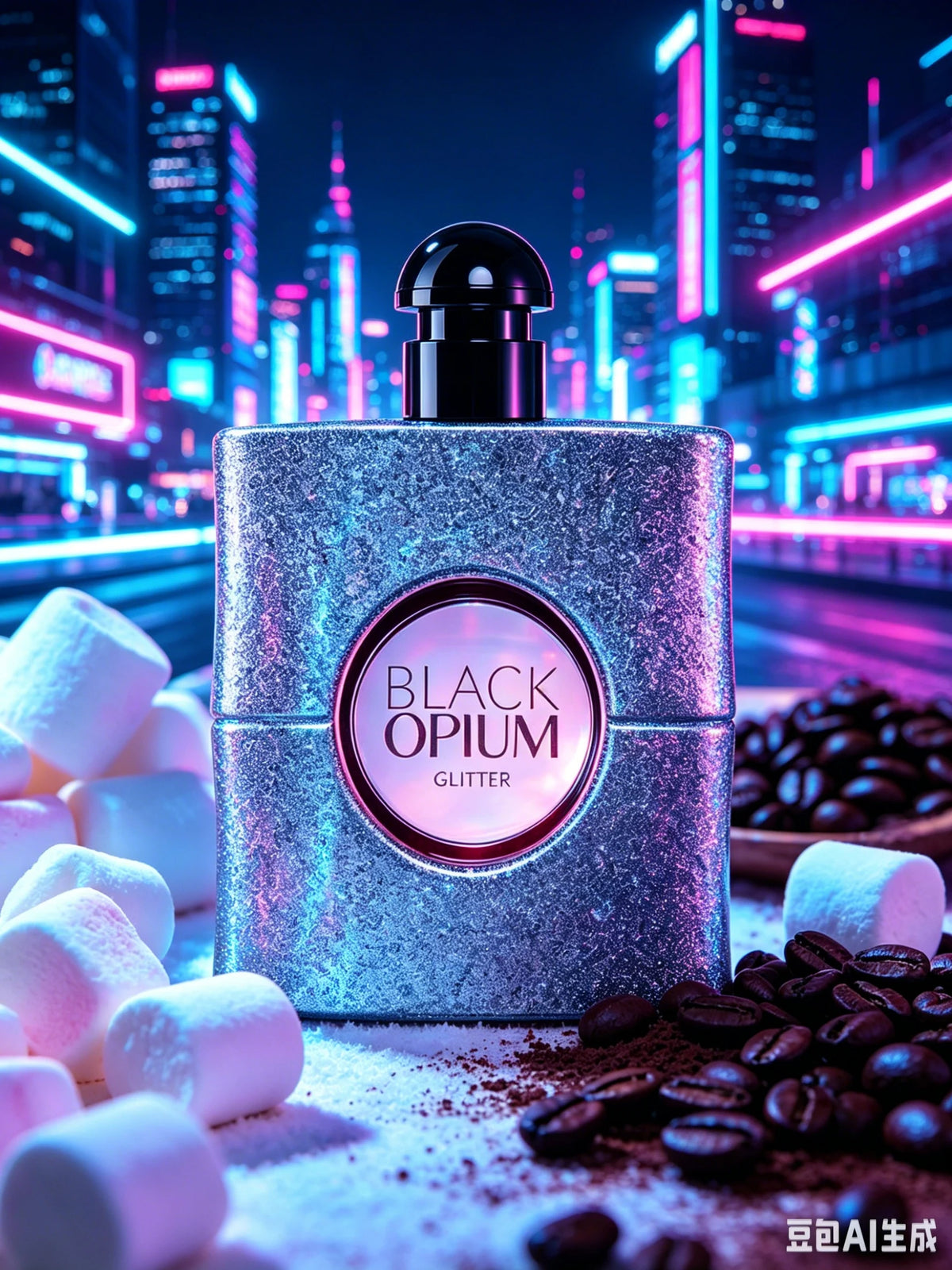 Black Opium Glitter Eau de Parfum for Women 3.0 FL.OZ Long Lasting Warm Coffee Vanilla Floral Fragrance Luxury Glitter Bottle Feminine Perfume with Gift Box for Date Night Daily Wear Gift for Her