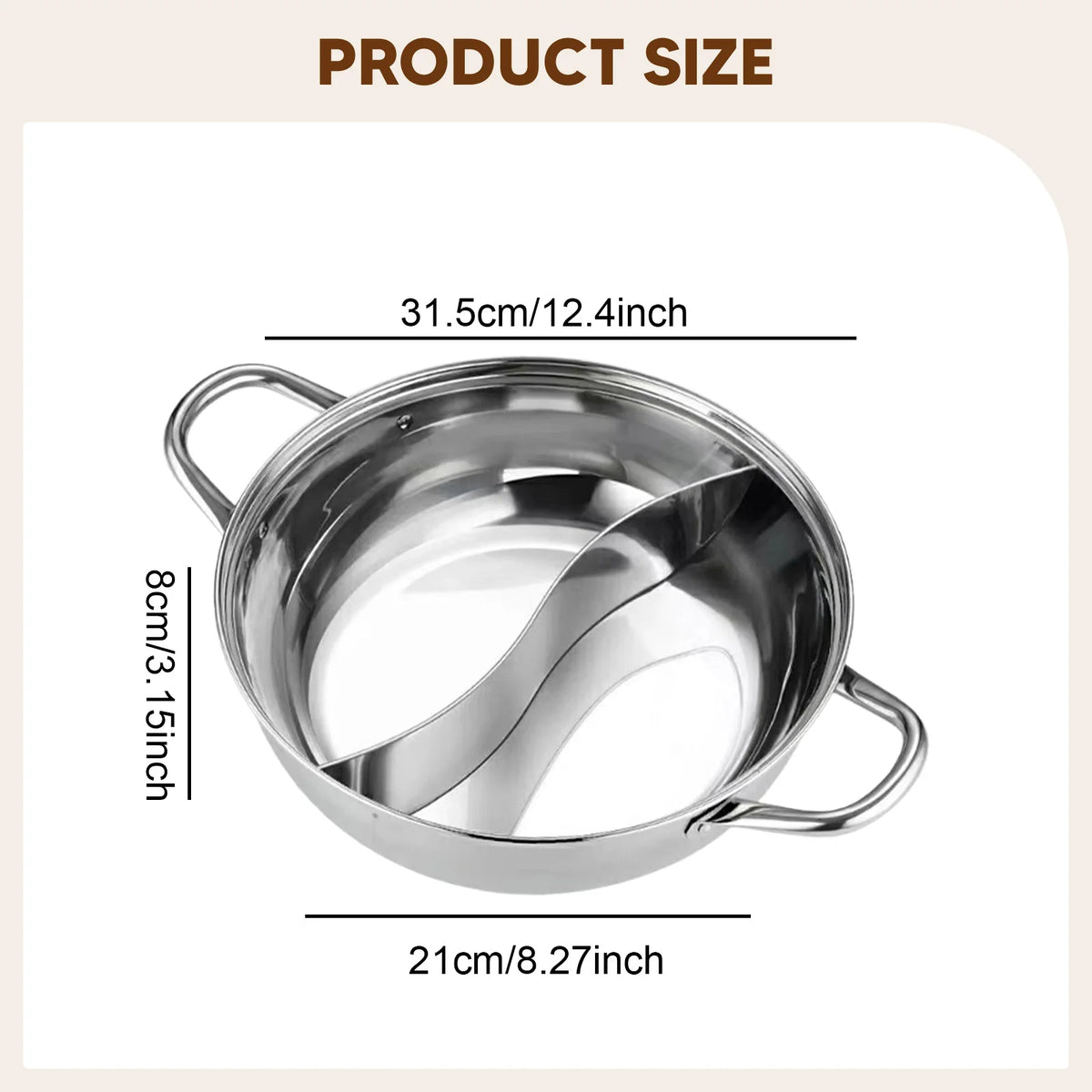 Stainless Steel Divided Hot Pot Cooking Pot Double Favor Fit Induction Cooktop Gas Stove for Family Party Home Picnic 30/32/34/3