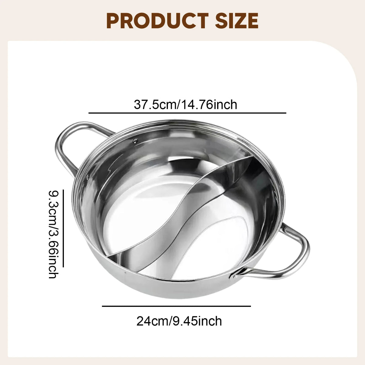 Stainless Steel Divided Hot Pot Cooking Pot Double Favor Fit Induction Cooktop Gas Stove for Family Party Home Picnic 30/32/34/3