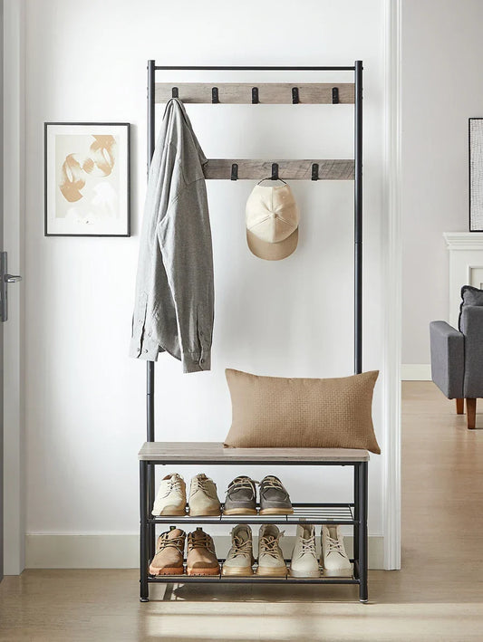 VASAGLE Coat Rack, Hall Tree With Shoe Storage Bench