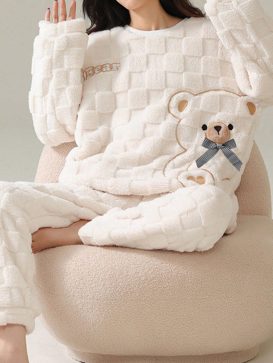 Cute Bear Striped Wool Pajamas