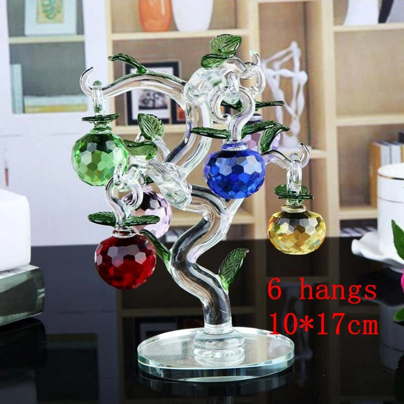 Crystal Apple Tree Ornaments Apples Glass Fengshui Crafts Home Decor Figurines Christmas Gift Souvenir