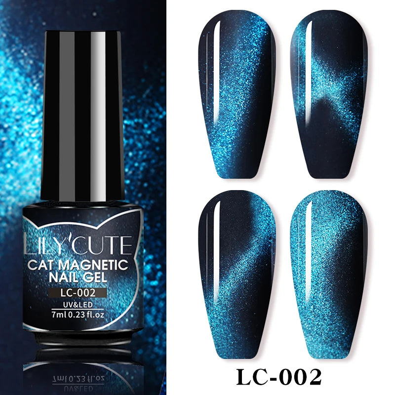 LILYCUTE 7ml 9D Cat Magnetic Gel Nail Polish Iridescent Magnet Semi