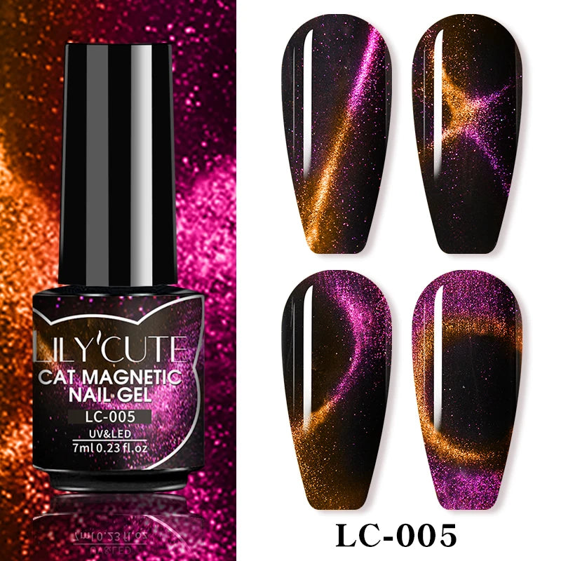 LILYCUTE 7ml 9D Cat Magnetic Gel Nail Polish Iridescent Magnet Semi
