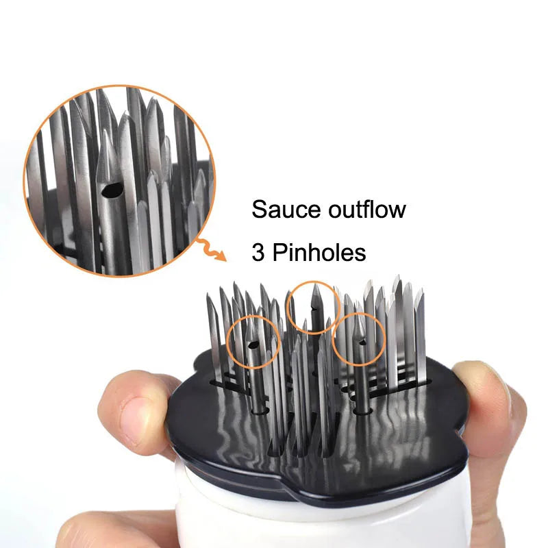 2-in-1 Professional Meat Tenderizer Marinade Injector BBQ Meat Steak Beef Sauce Tenderizer with Stainless Steel Needle