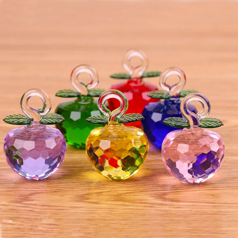 Crystal Apple Tree Ornaments Apples Glass Fengshui Crafts Home Decor Figurines Christmas Gift Souvenir