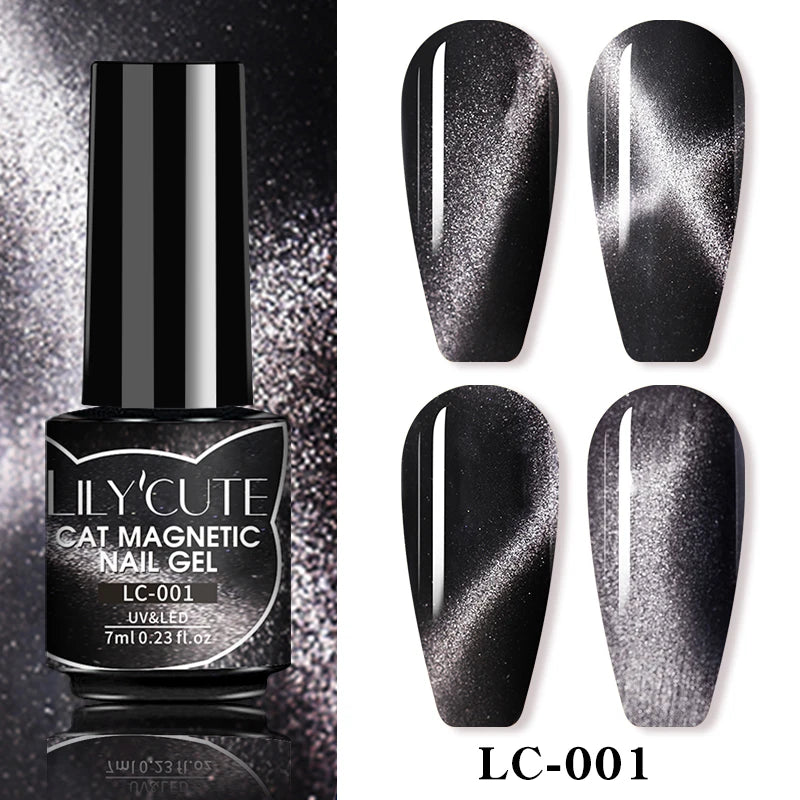 LILYCUTE 7ml 9D Cat Magnetic Gel Nail Polish Iridescent Magnet Semi