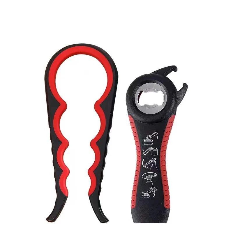Bottle Opener Set - Multifunctional  6-in-1 Bottle Opener Jar Lids Opener, 4-in-1 Jar Opener and Non Slip Lids Opener Gripper