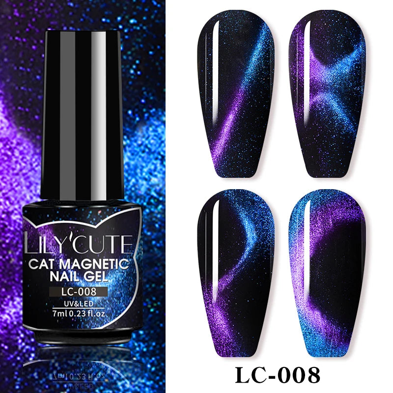 LILYCUTE 7ml 9D Cat Magnetic Gel Nail Polish Iridescent Magnet Semi
