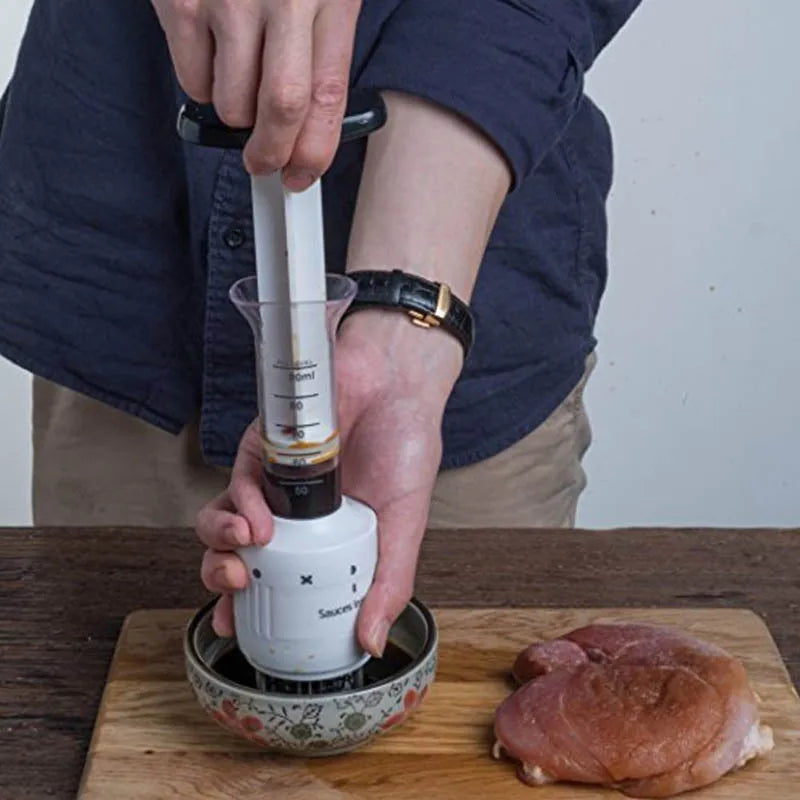 2-in-1 Professional Meat Tenderizer Marinade Injector BBQ Meat Steak Beef Sauce Tenderizer with Stainless Steel Needle