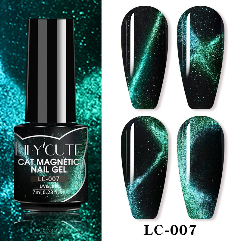 LILYCUTE 7ml 9D Cat Magnetic Gel Nail Polish Iridescent Magnet Semi