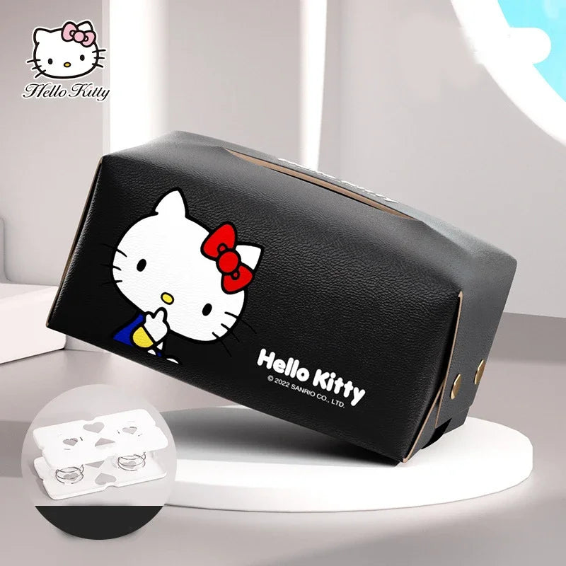 Kawaii Genuine Sanrio Car Tissue Box Hello Kitty Cartoon Armrest Box Car with Drawable Tissue Box Cute Anime Decorative Gifts