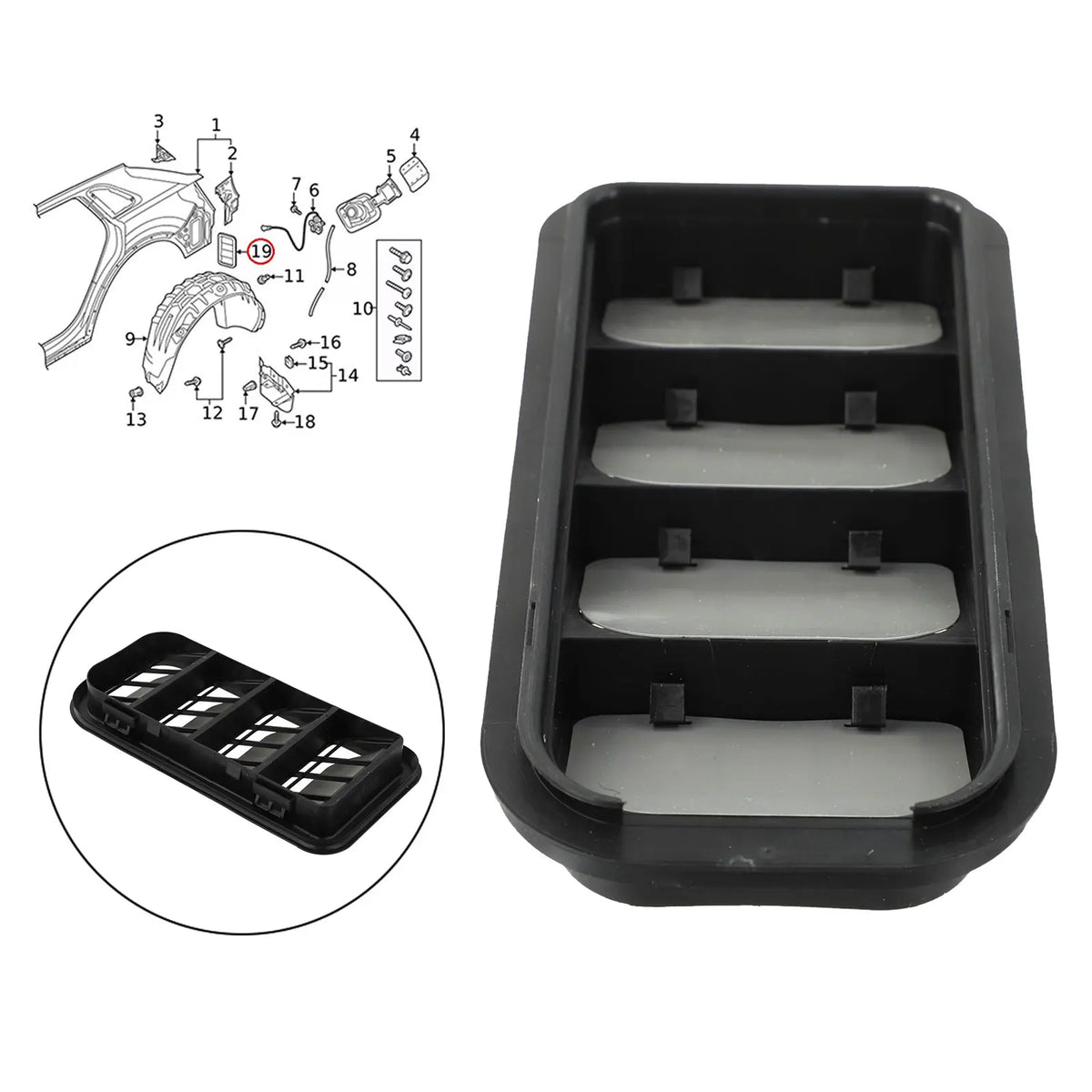 Rear Quarter Panel Ventilation Grille for GOLF MK7 (2015 2021) OEM Number 7N0819465F Reliable ABS Material for Replacement