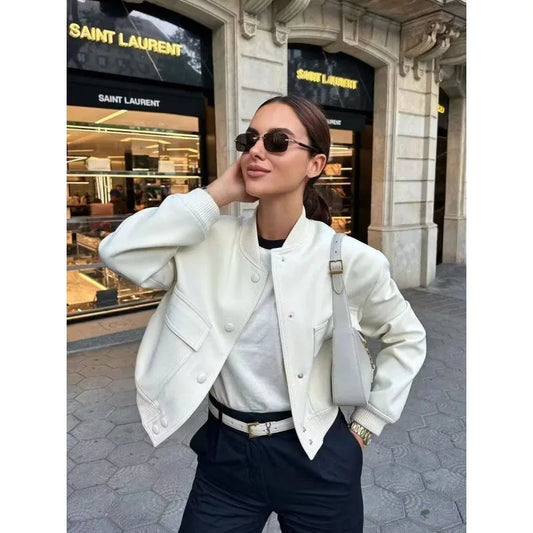 MUJER 2025 Cropped Bomber Jacket
