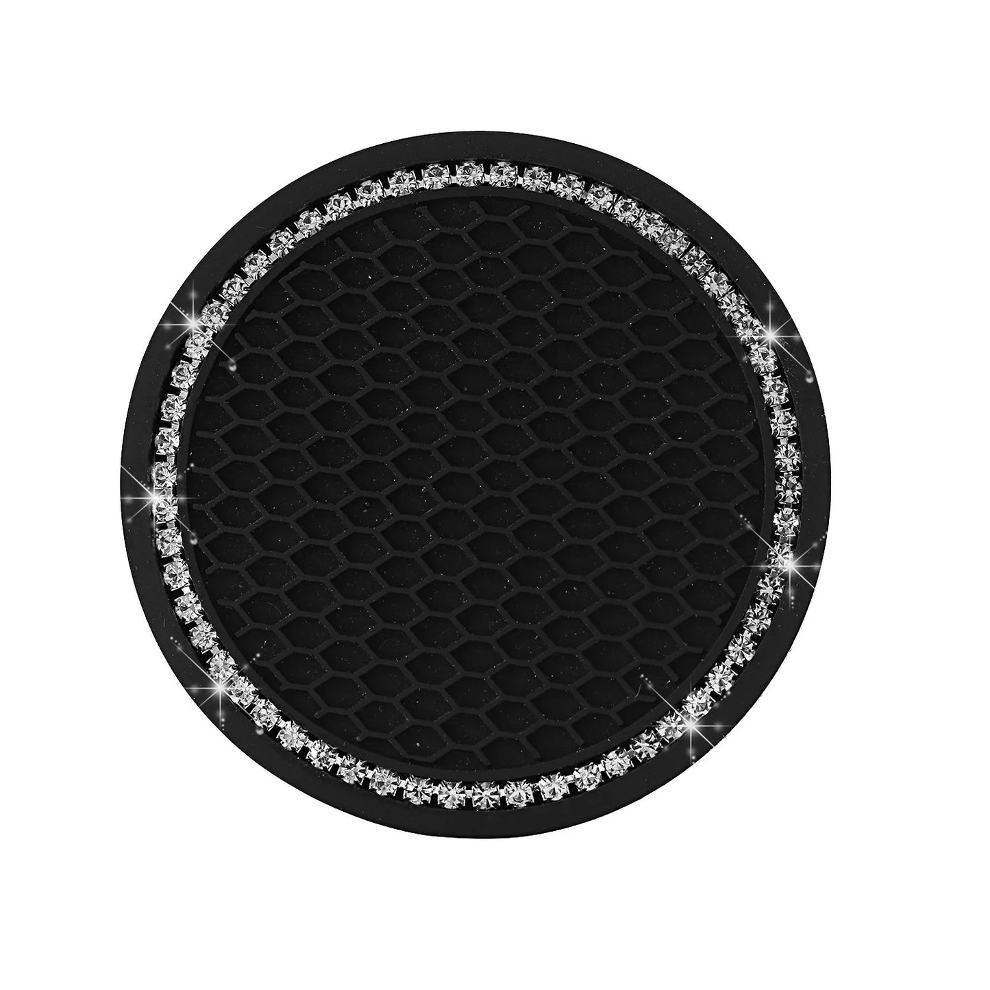 1PC Car Water Cup Pad Creative Diamond Inlaid Camellia Flower Storage Tank Non-Slip Mat Interior Decoration Products For Women