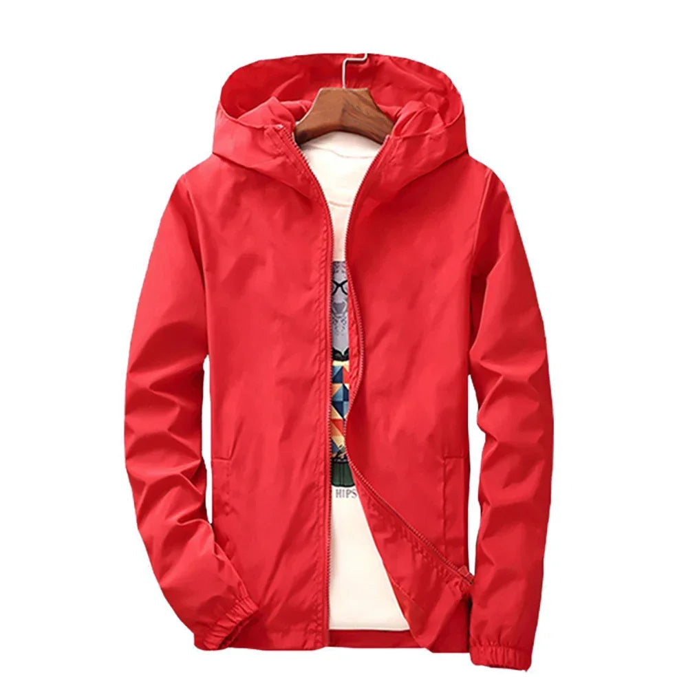 2025 Spring and Autumn New Youth Men's Fashion Casual Zipper Jacket Student Korean Edition Thin Top Solid Color Hooded Jacket