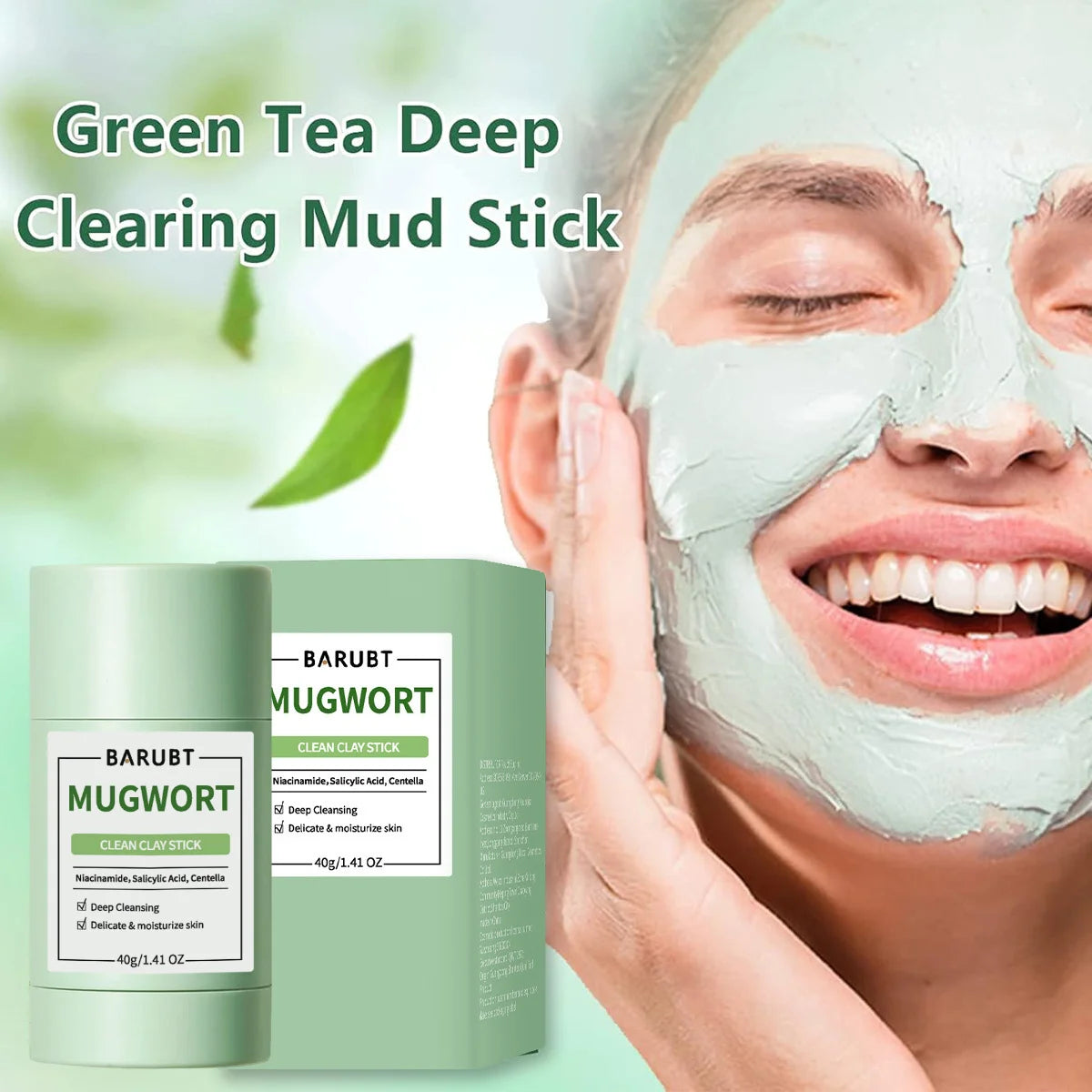 Clay Cleansing Stick - Solid Facial Mask for Blackhead Care, Pore Refining & Oil Control, Gentle Deep Cleaning Skincare Home Spa