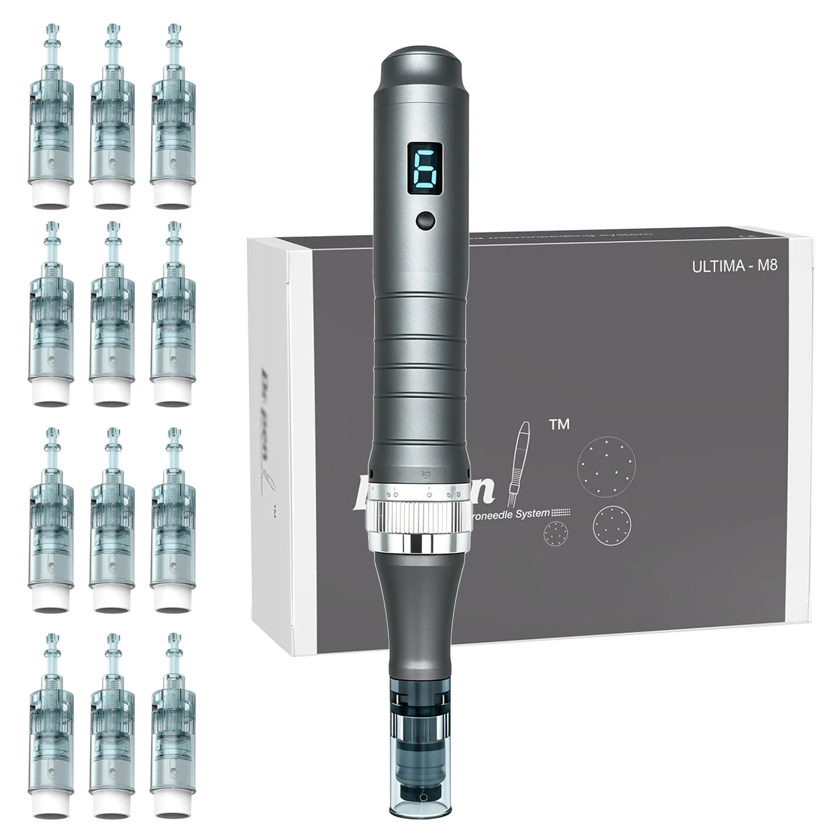 Professional Microneedling Auto Derma Pen M8 Micro Needling Dermapen Kit for Skin Care with 22 Pcs Pins 0.25mm