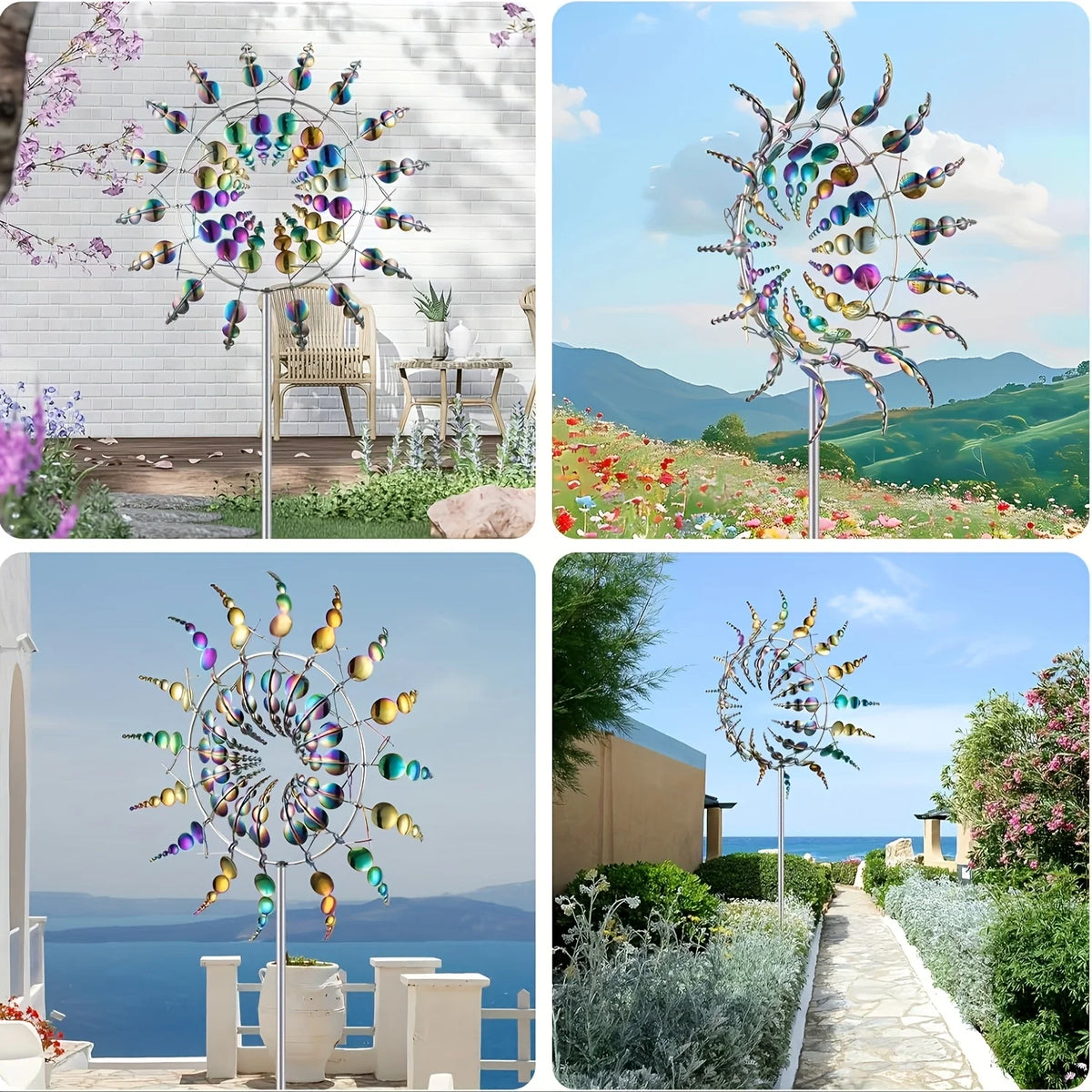 1 Piece of Metal Powered Windmill - Outdoor Garden Decoration, No Battery Required, Creative Lawn Art Rotator