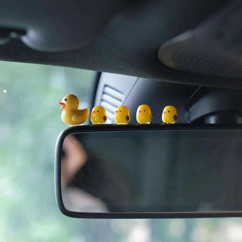 5Pcs Cute Mini Ducks Car Interior Decoration Auto Rearview Mirror Dashboard Ornaments For Woman Man Gift Car Accessories