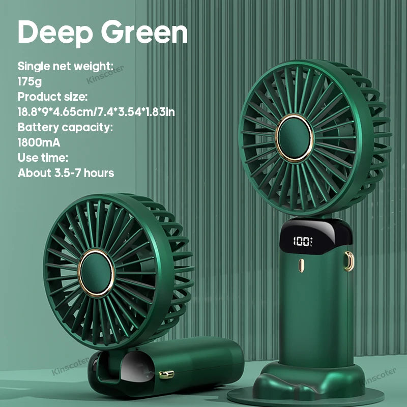 USB Handheld Mini Fan Foldable Portable Neck Hanging Fans 5 Speed USB Rechargeable Fan