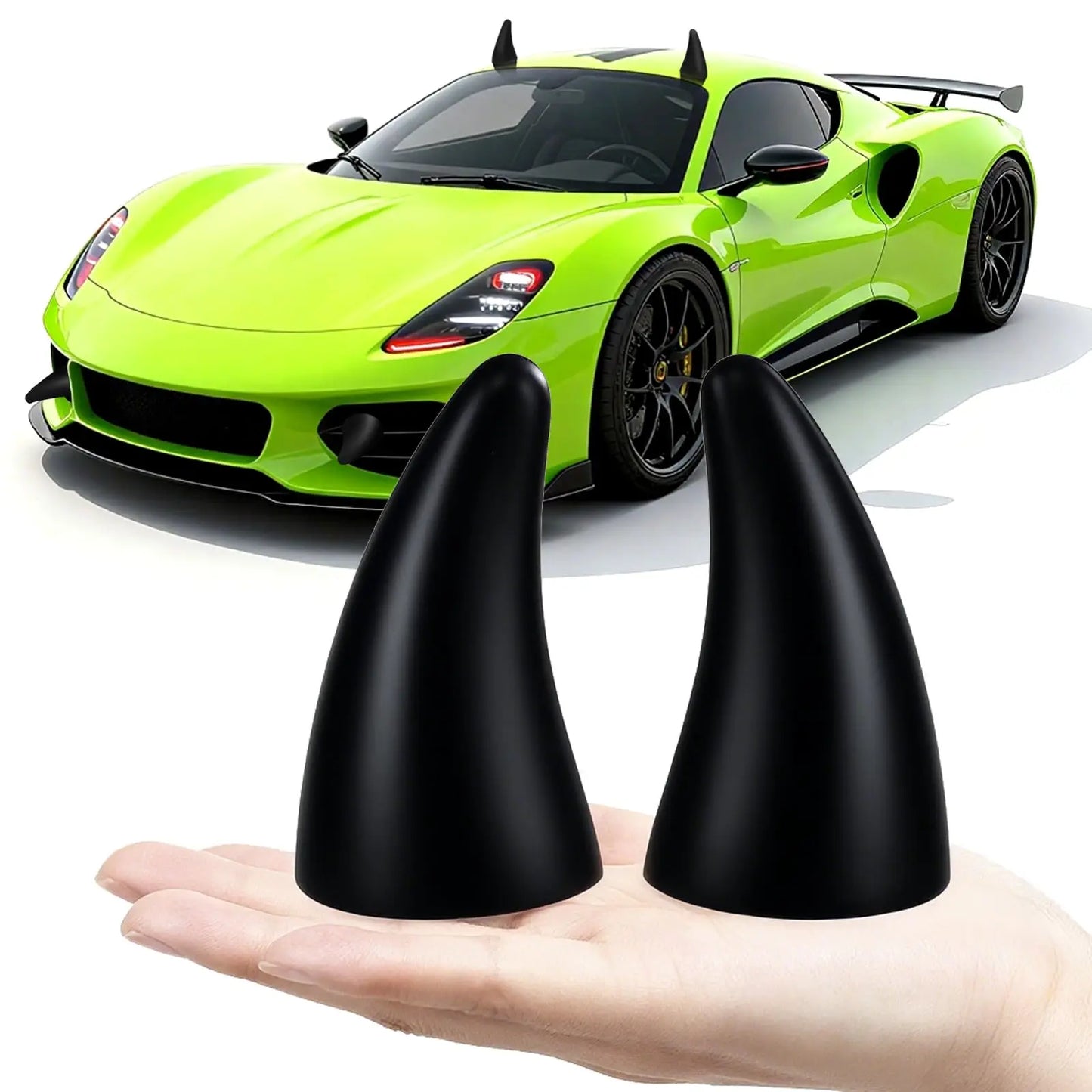 Self-Adhesive Car Elasticity 3D Devil Horns Sticker Bumper Decor Anti Collision Big Devil Horns for Motorcycle Bike Ski Helmets