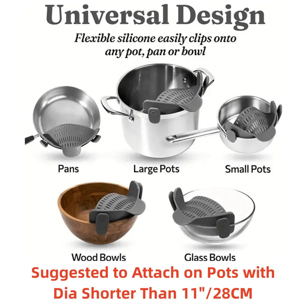 Silicone Clip Pot Strainer Anti Spill Water Drain Filter Adjust Design Pots Pans Bowls Perfect Straining Cooking Helper 1PC