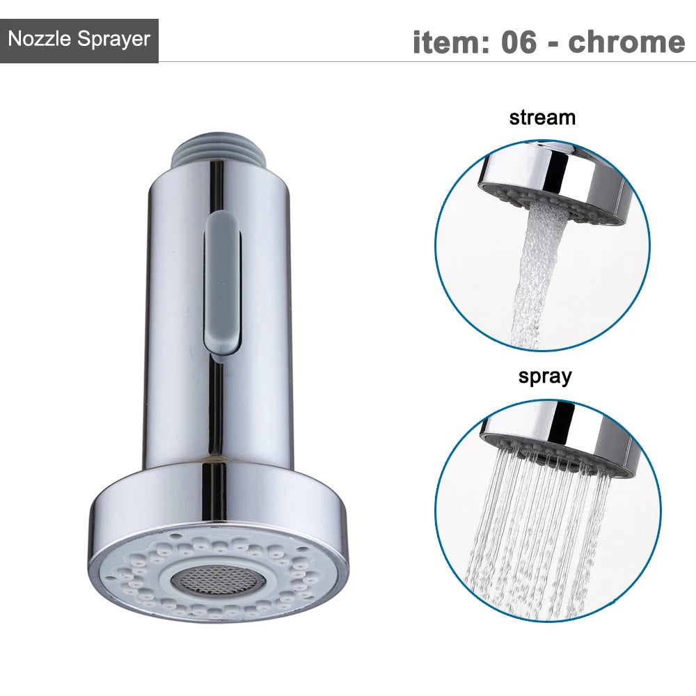 Kitchen Faucet Head Replacement Parts ABS Gold Black Nickle Chrome Tap Pull-out Shower Sprayer Nozzle Faucet Spouts Accessory