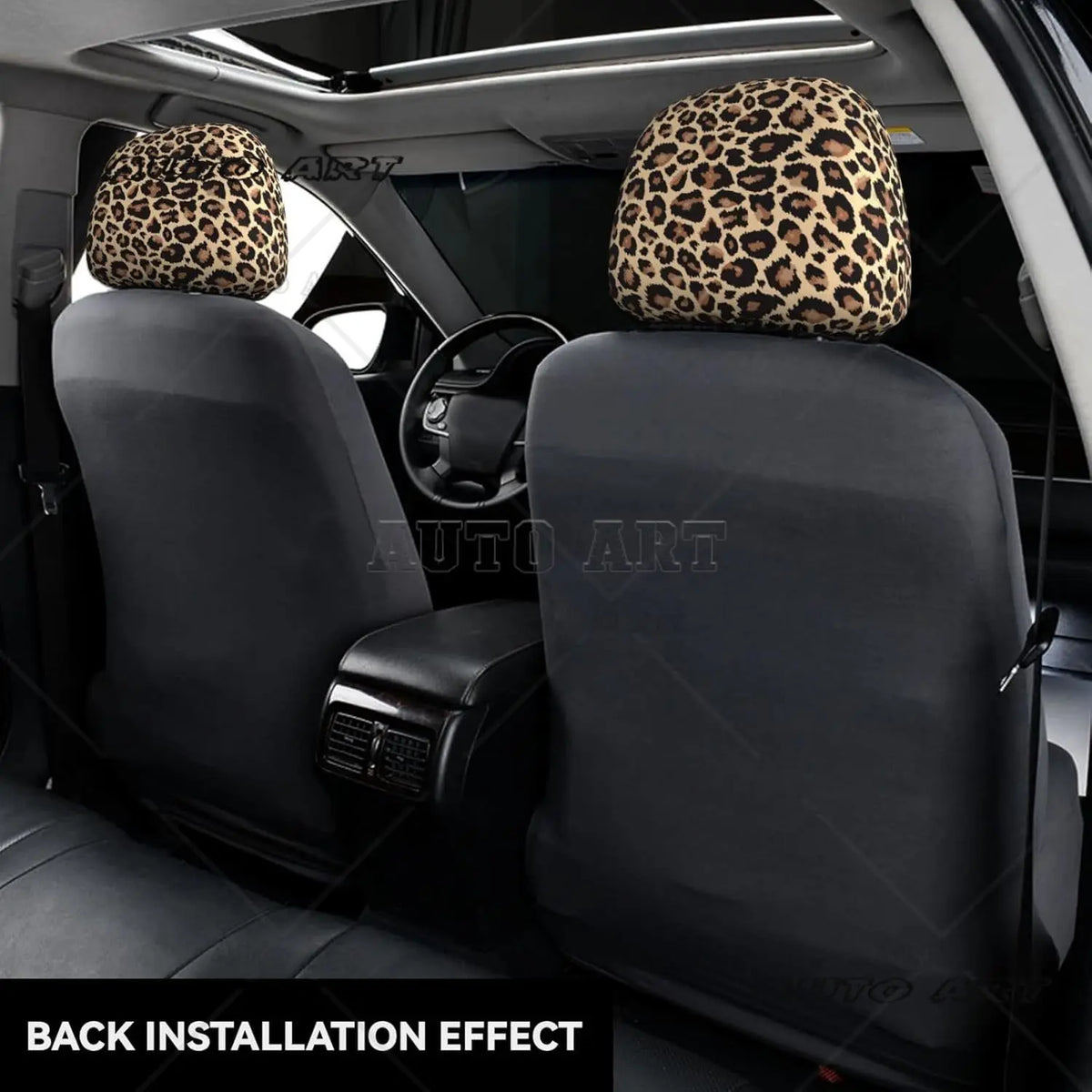 Cheetah Print Car Seat Headrest Covers Universal Size Soft Breathable Leopard Car Accessories 2 Packs