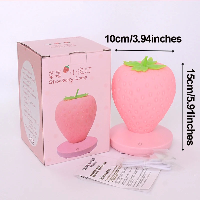 LED Strawberry Night Lamp USB Charing Bedside Lamp Silicon Touch-Sensor