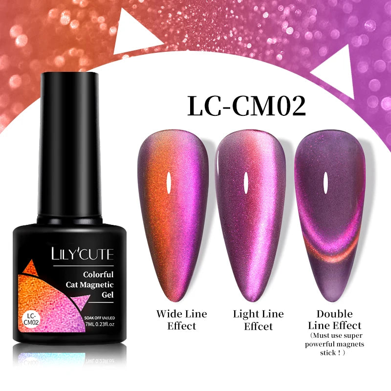 LILYCUTE 7ml 9D Cat Magnetic Gel Nail Polish Iridescent Magnet Semi
