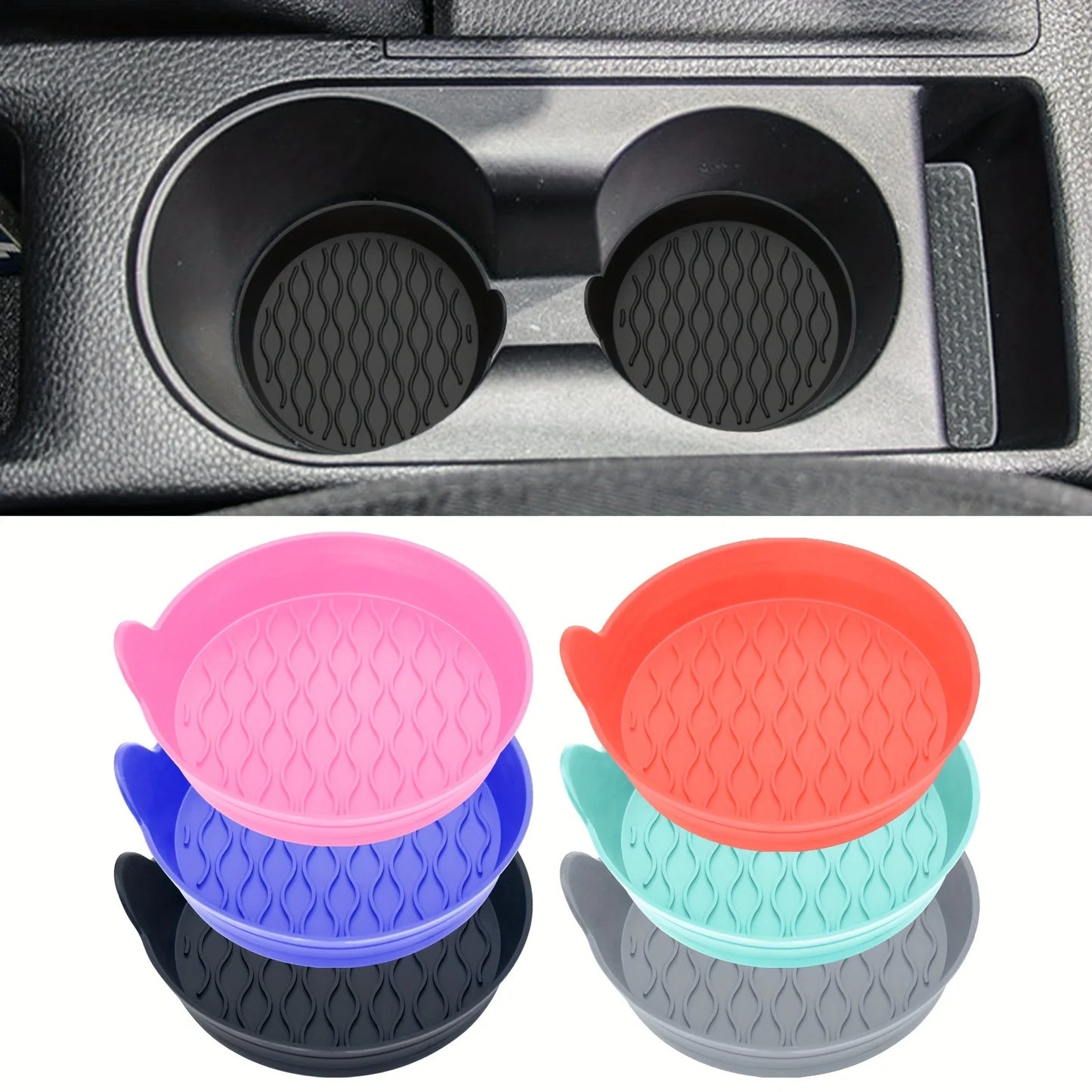 2-Piece silicone car coaster with non-slip coaster - durable interior accessories, car silicone coaster car
