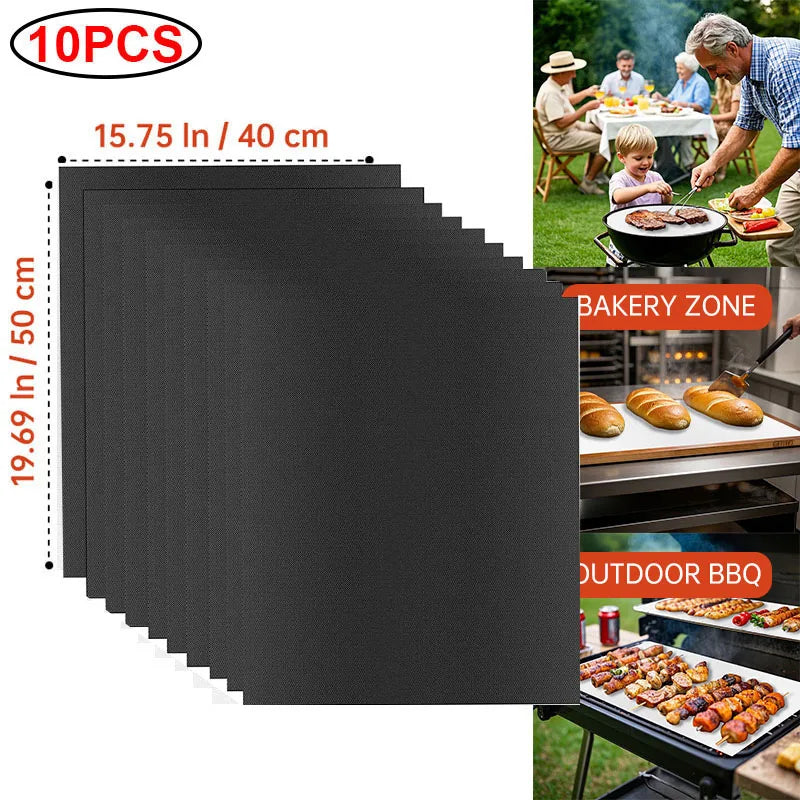 BBQ Grill Mat Non-stick Reusable Heat Resistant Extra Thick Pad Oven Liners Baking Mats Easy Clean Kitchen Outdoor Barbecue Tool