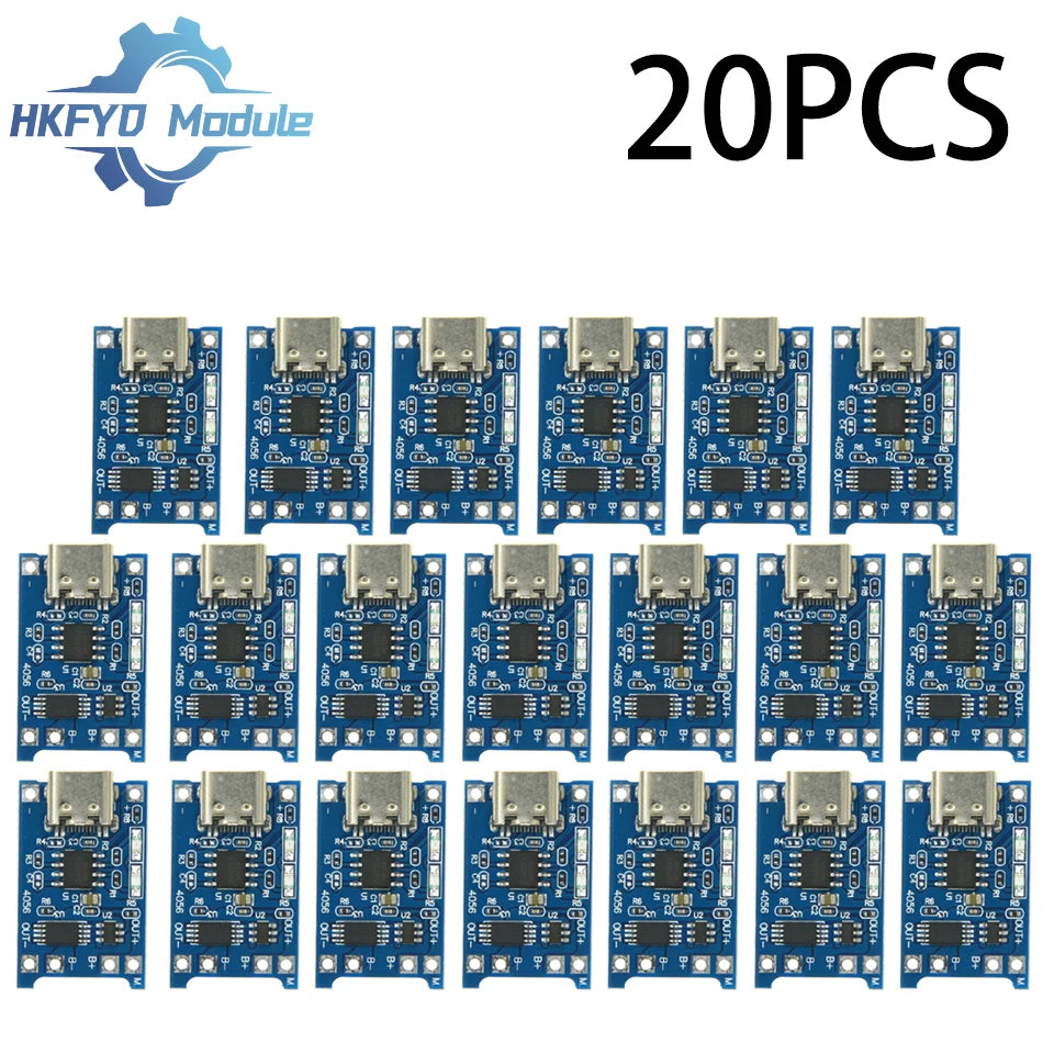 1-100PCS TP4056 Type-C 1A Lithium Battery Charger Module – 5V for 18650 Li-ion with Dual Protection, USB-C Charging Board