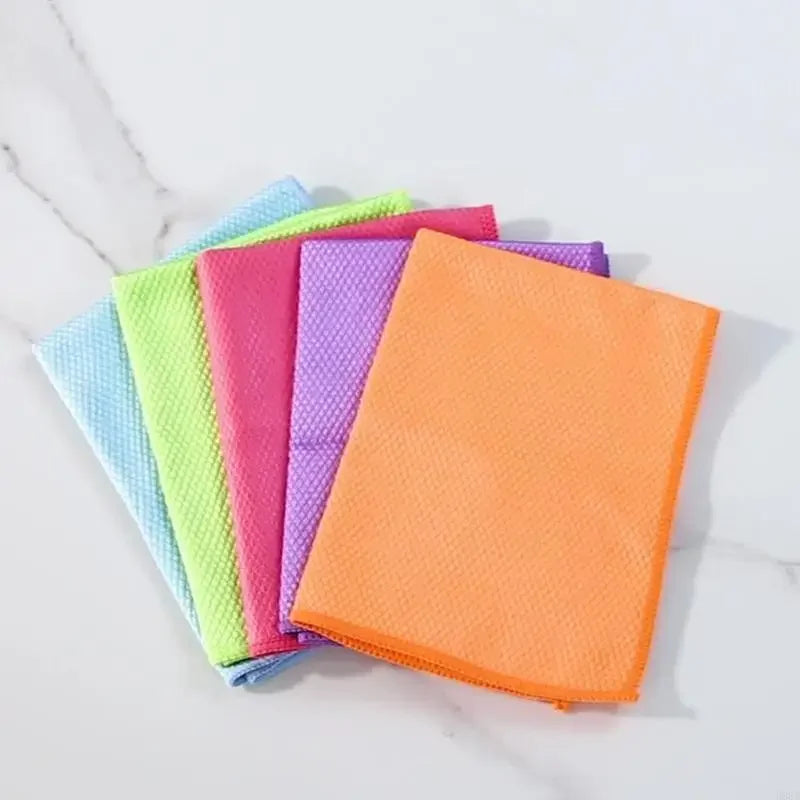 Multipurpose Wire Cloth Microfiber Fish Scales Cleaning Cloth 10Pcs for Shines On Glassware and Steel B95B