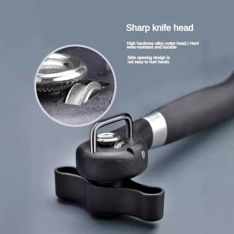 Professional Manual Can Opener – Kitchen Side-Cut Can Opening Tool with Easy-Grip Plastic Handle, Effortlessly Opens All Types o