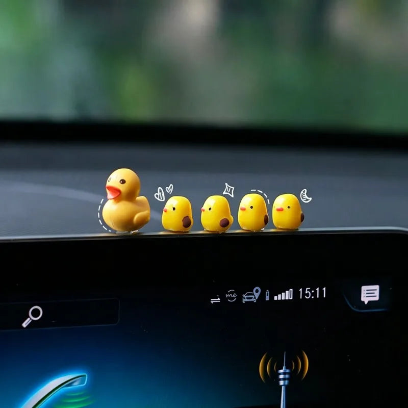 5Pcs Cute Mini Ducks Car Interior Decoration Auto Rearview Mirror Dashboard Ornaments For Woman Man Gift Car Accessories