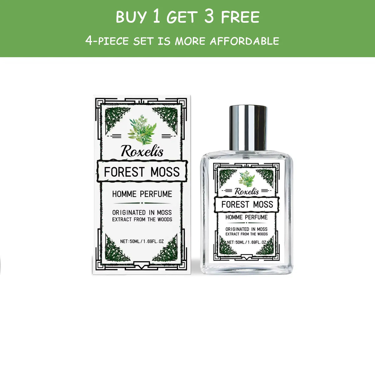 Roxelis 50ml Men's Body Fragrance Fresh Forest Woody Scent Elegant Mild Long Lasting Charming Gentle Fragrance