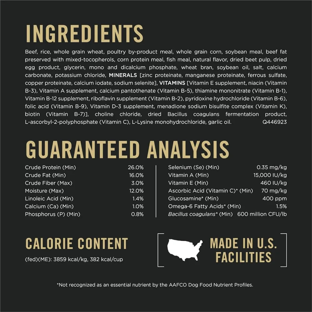 US Shipping Dry Dog Food with Probiotics Beef and Rice Formula for Adult Dogs