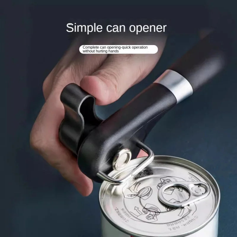 Professional Manual Can Opener – Kitchen Side-Cut Can Opening Tool with Easy-Grip Plastic Handle, Effortlessly Opens All Types o