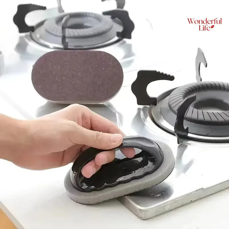 Magic Emery Sponge Brush Wipe Eraser Cleaner Kitchen Bath Rust Strong Decontamination Cleaning Tools With Handle Household Tools