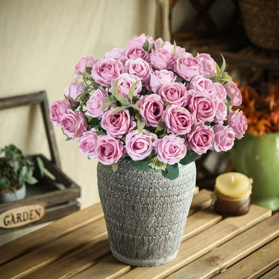 Silk White Rose Bouquet