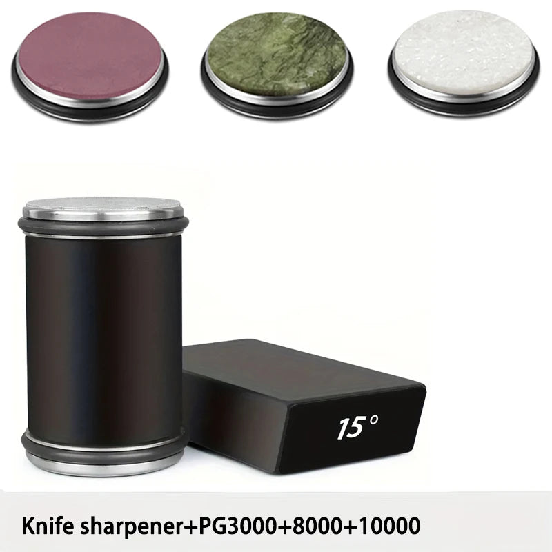 Rolling Knife Sharpener For Straight Edge Knife Sharpener Kit With 15/20° Degree Magnetic Angle For Kitchen Knives Whetstone Set