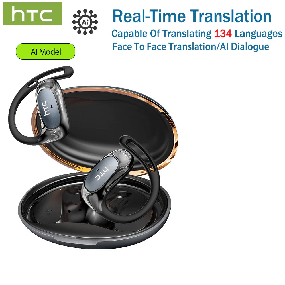 HTC NE35 Wireless Bluetooth Earphone AI Language Translation OWS Low Latency Earbuds Earhook Sports Music Headphone With Mic