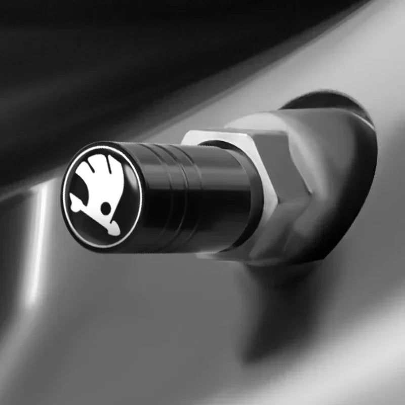 4PC Metal Car Badges Wheel Tire Valve Caps Covers Auto Accessories For Skoda S Kodiaq Octavia 2 3 Yeti Karoq Rapid Fabia VII VRS